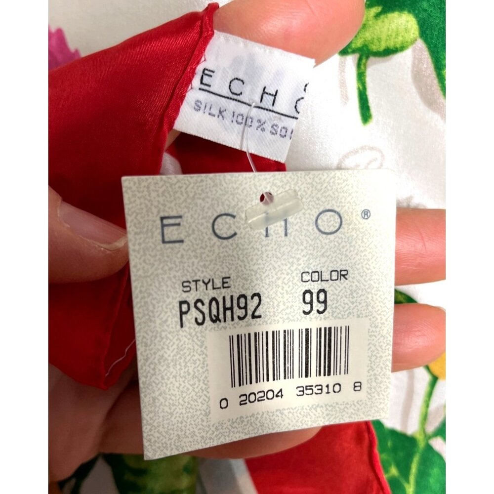 NWT Club 7 Echo Silk Scarf 30" Square Floral Chiffon Semi-Sheer Colorful Luxury - Picture 4 of 6
